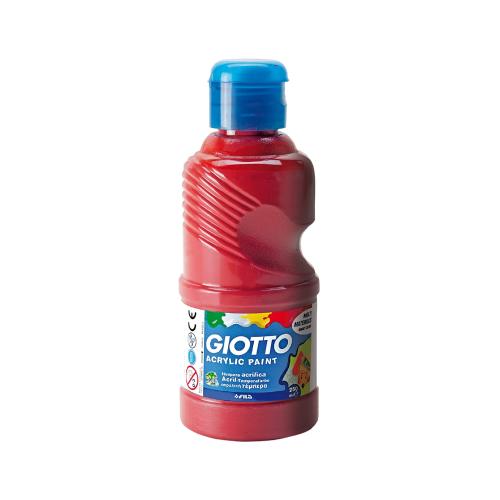 Tempera acrilica rossa 250 ml Giotto | Colore coprente brillante per carta, legno e plastica