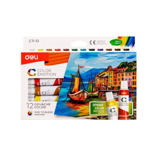 Colori a tempera Deli 12 tubetti 12 ml – set colori per pittura e attività creative