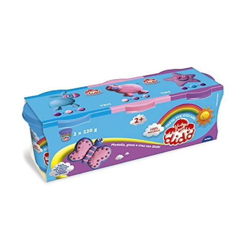 Tris Barattoli - Didò Pasta Modellabile per Giocare (Viola, Rosa, Azzurro)