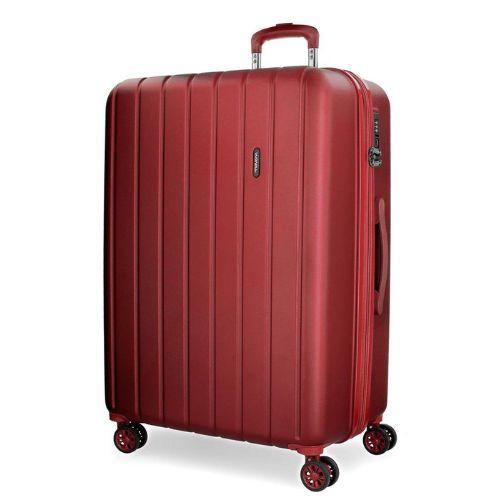 Trolley ABS 4 Ruote Movom Wood – Colore Rosso, 48,5x28x67,5 cm
