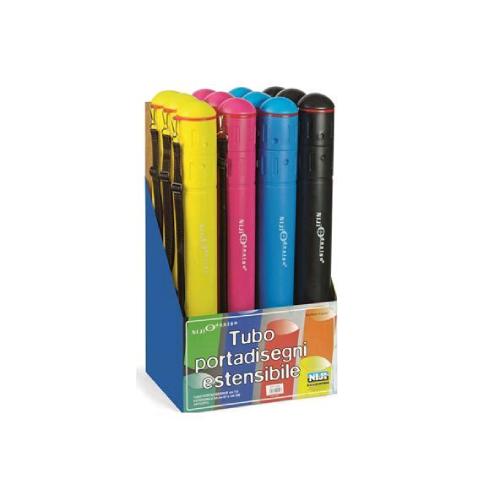 Tubo Colorato Portadisegni con Tracolla Colori Assortiti