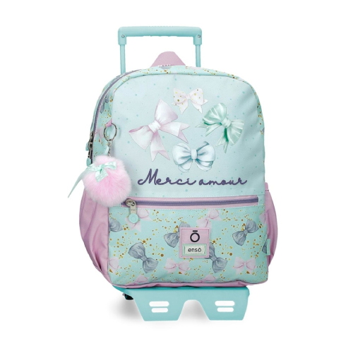 Zaino Enso Merci Amour Con Trolley 32 Cm Linea Asilo in Poliestere Turchese
